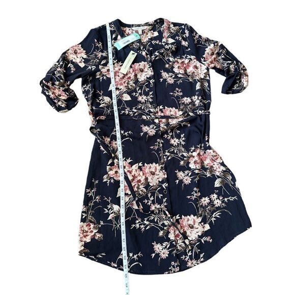 41 Hawthorn Cristen Navy Fall Floral Belted Shirt Dress Size Small NWT - Picture 13 of 16